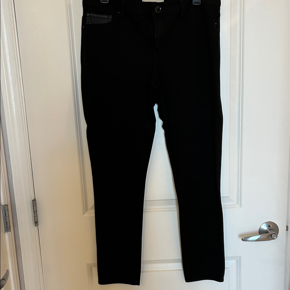 Calvin Klein Stretch Ponte Pants with Black Waistband Detail